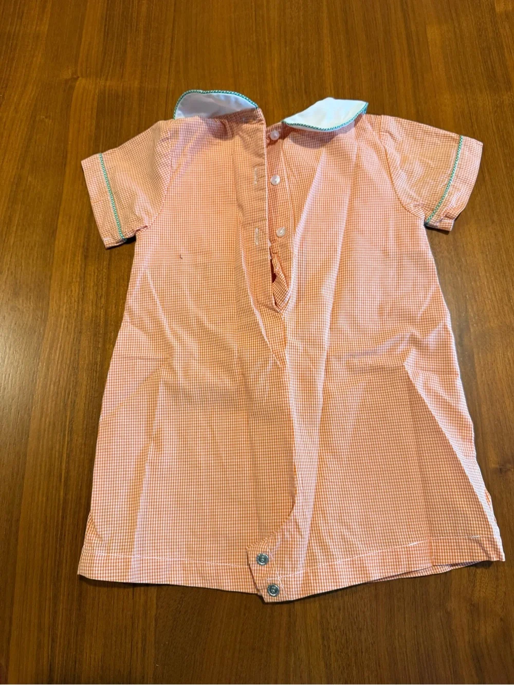 Petit Ami Orange Gingham Baby Dress with White Trim Fall Thanksgiving